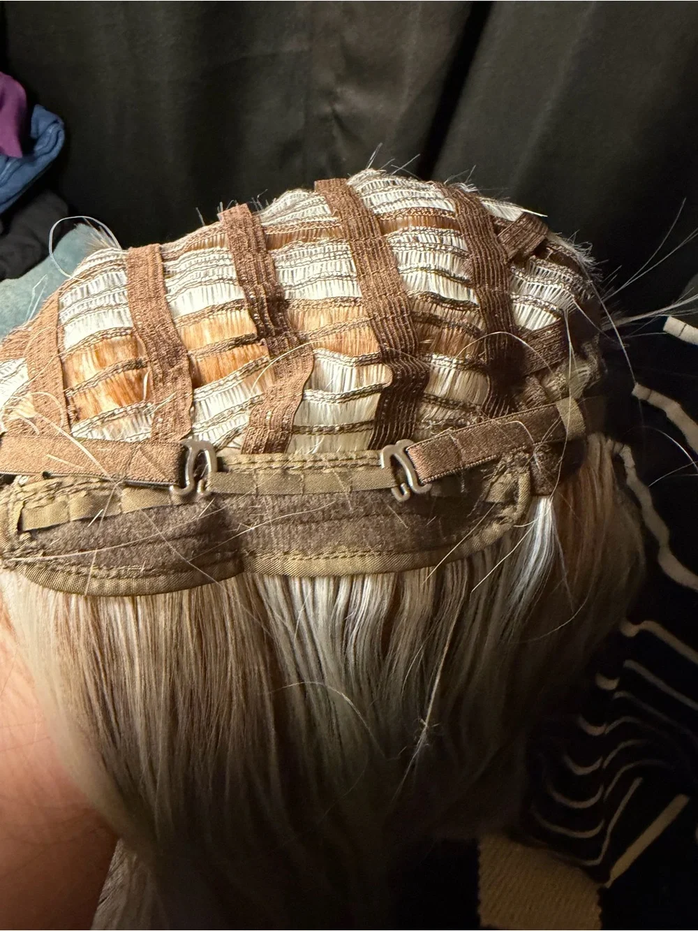 DWY Layered Synthetic Wig with Fringe - Silver Blonde Ombre